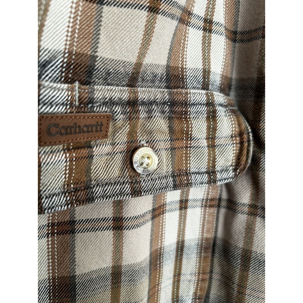 Carhartt Button Up Work Shirt Mens Medium Thick Heavy Cotton - Picture 9 of 9